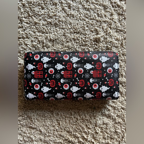 Em & Sprout Halloween Ghost Pumpkin Eyeball Skeleton Large Wallet - Picture 3 of 3